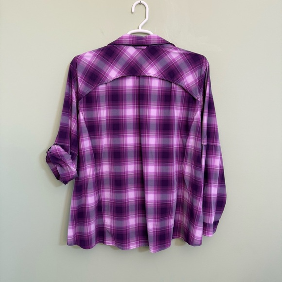 Deluth women’s Purple Plaid Button-Up Shirt size 4x nylon moisture wicking - Picture 11 of 14